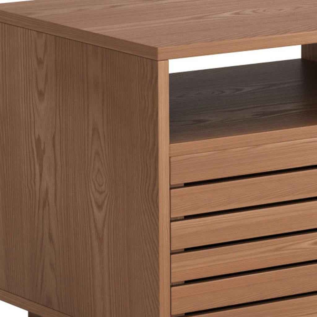 16" Brown Solid Wood Pedestal End Table With Drawer