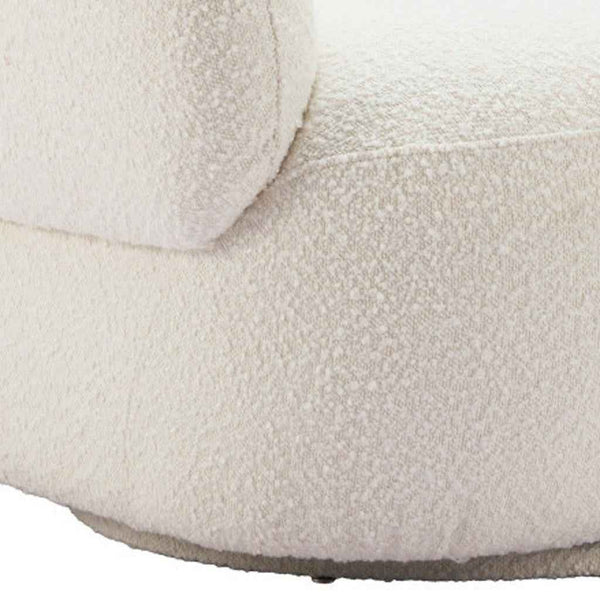 35" White Upholstered Swivel Arm Chair