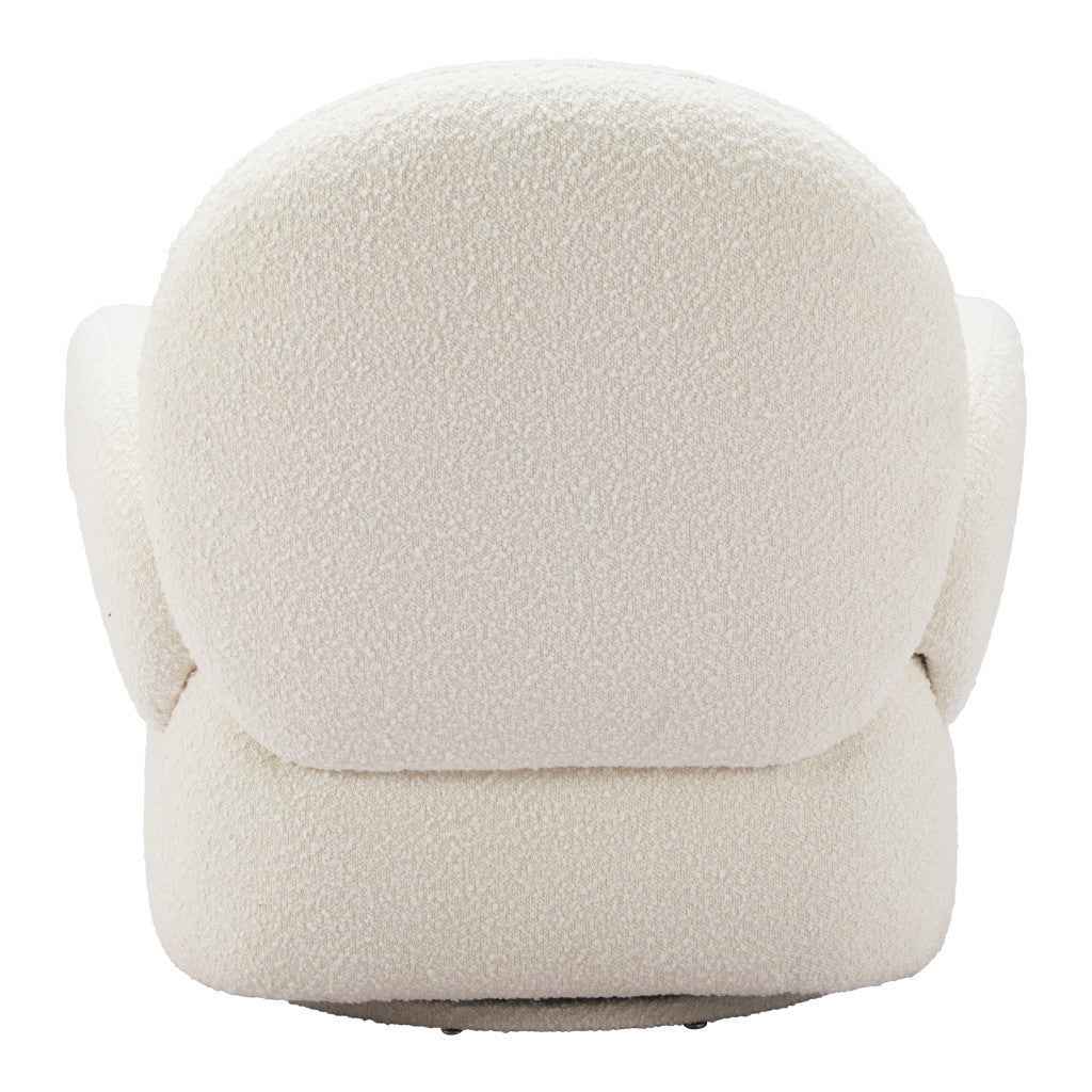 35" White Upholstered Swivel Arm Chair