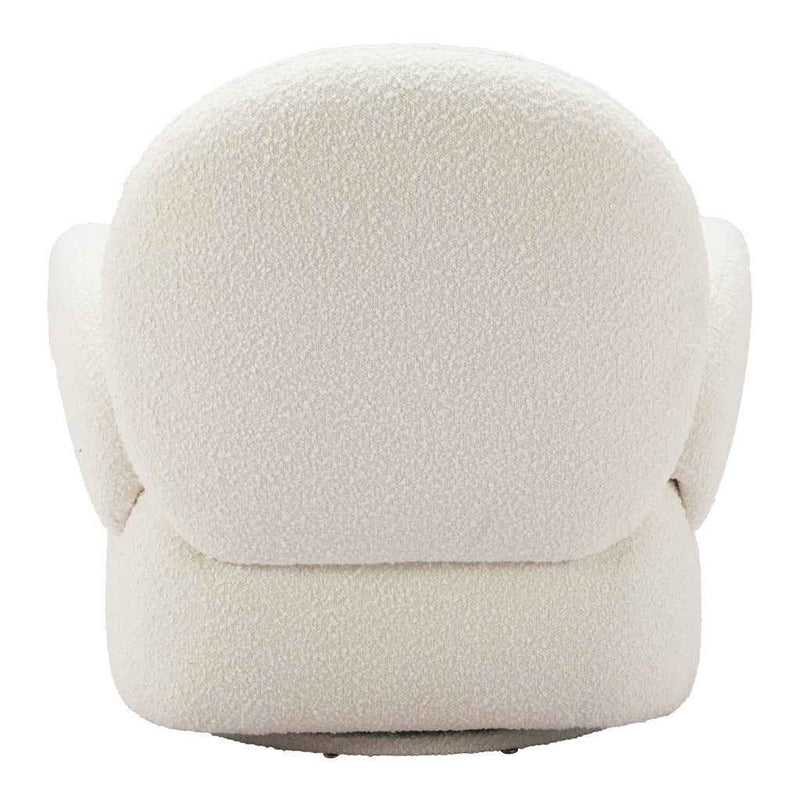 35" White Upholstered Swivel Arm Chair