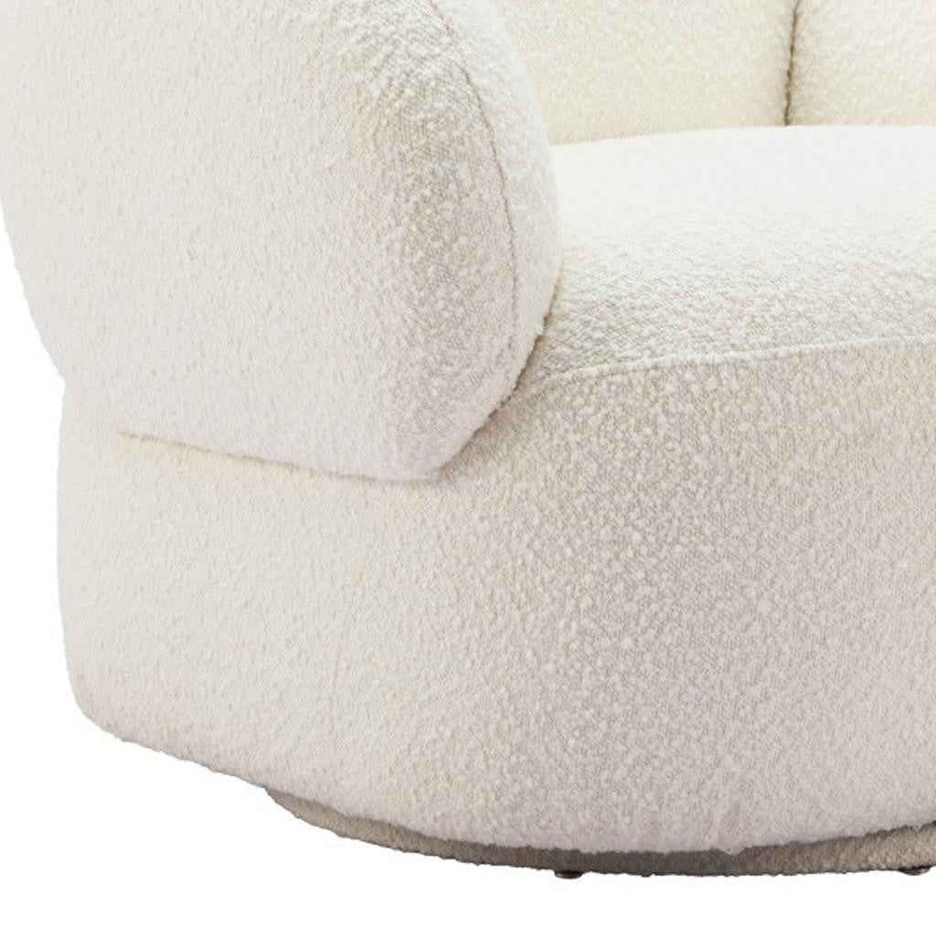 35" White Upholstered Swivel Arm Chair