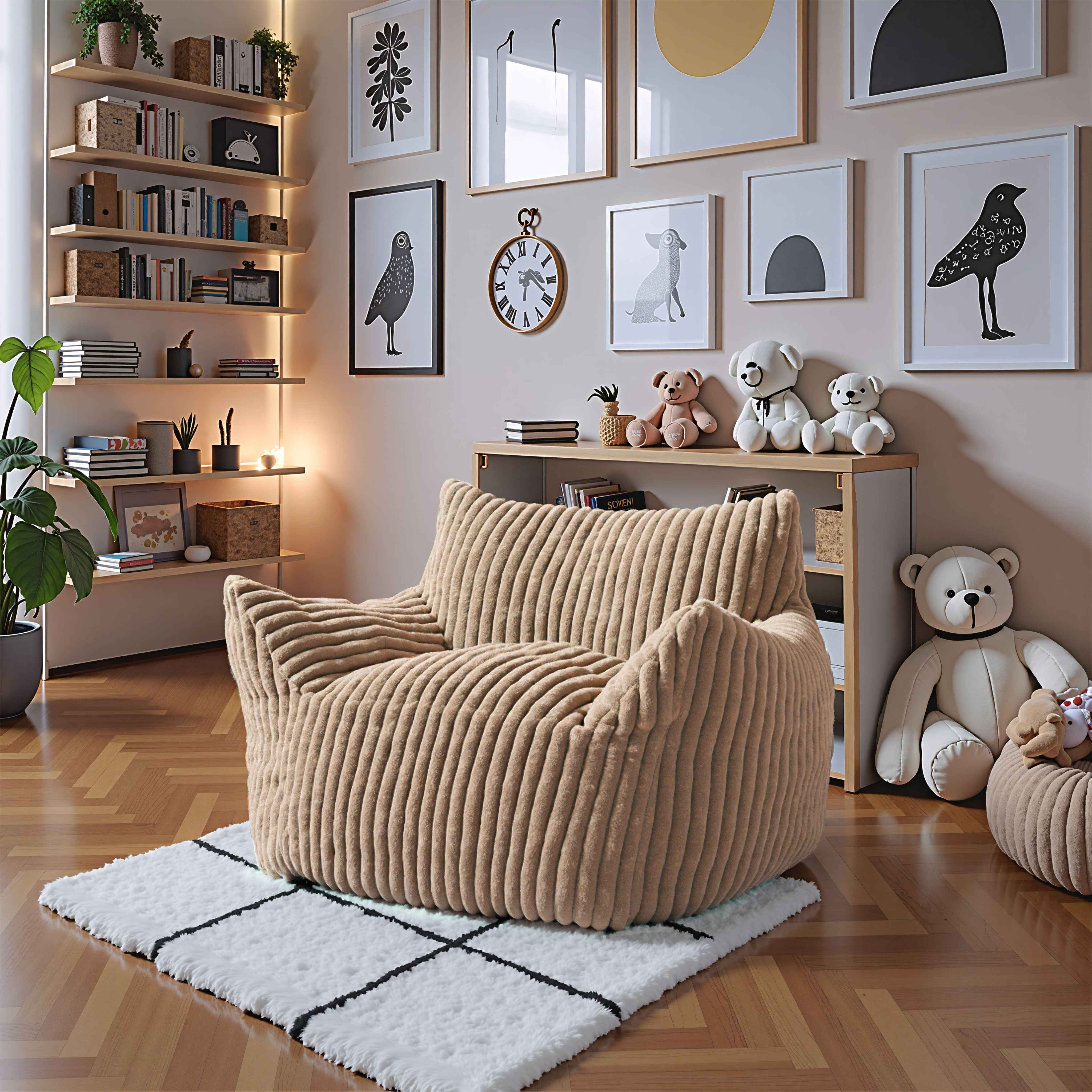 40" Beige Upholstered Arm Chair