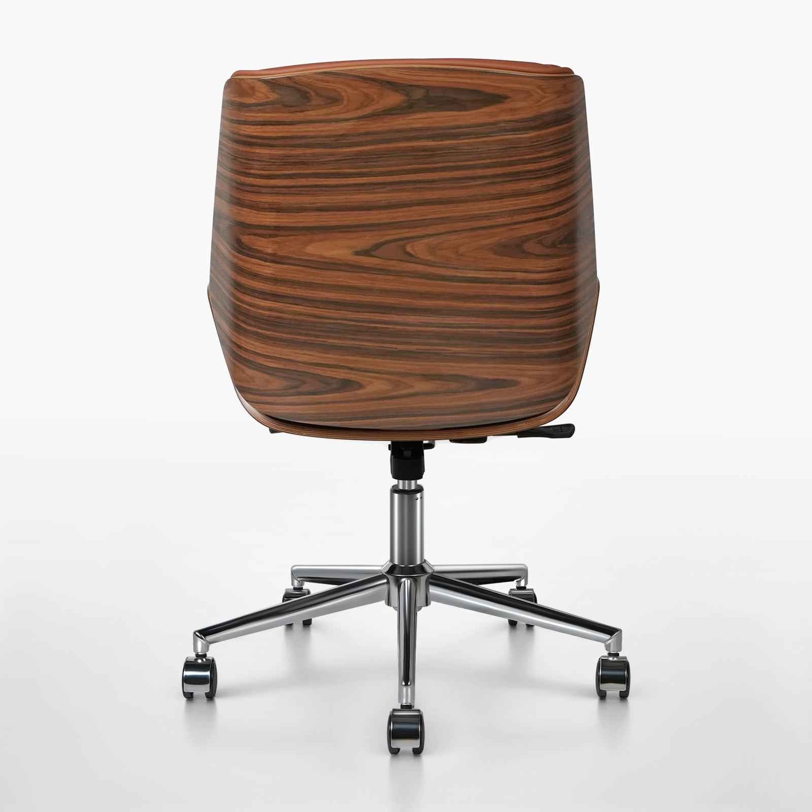 Brown Rosewood and Silver Adjustable Height Swivel Rolling Conference Office Chair