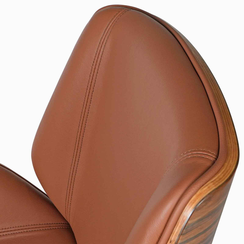 Brown Rosewood and Silver Adjustable Height Swivel Rolling Conference Office Chair