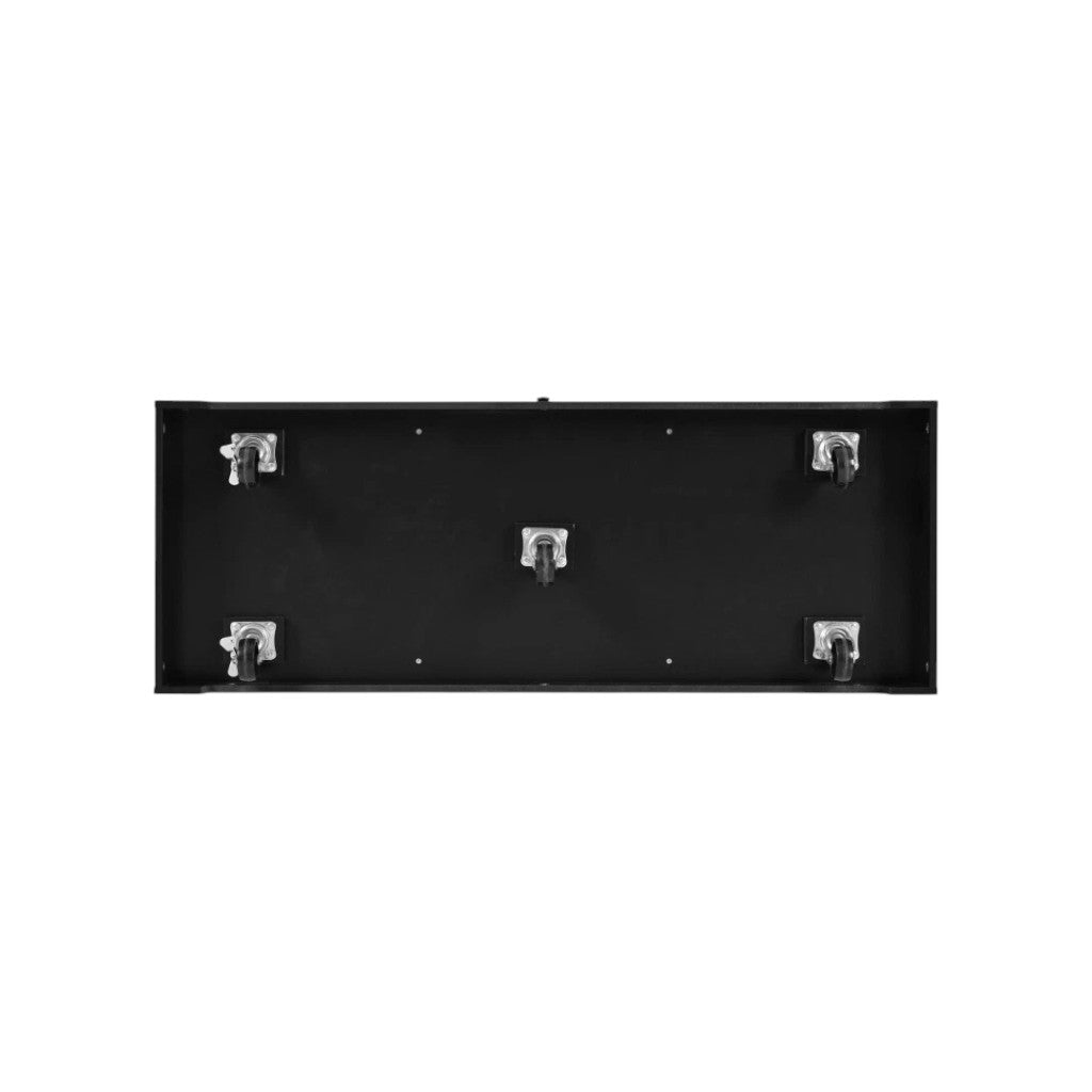 56" Black Wood Rolling Kitchen Island With Storage - GreatEagleInc