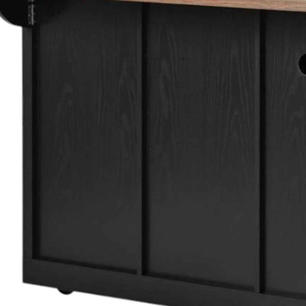 54" Black Wood Rolling Kitchen Island