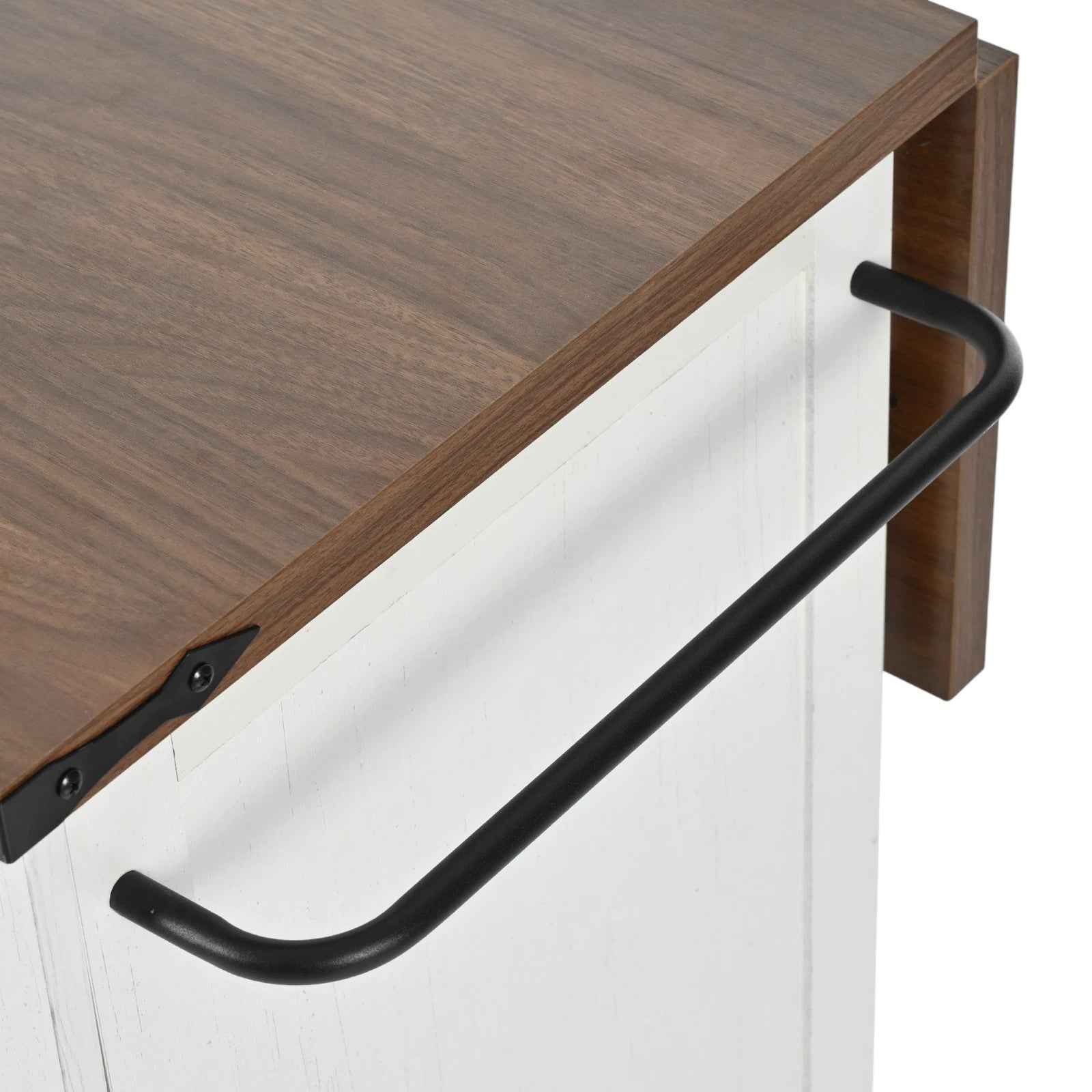 55" White Wood Rolling Kitchen Island