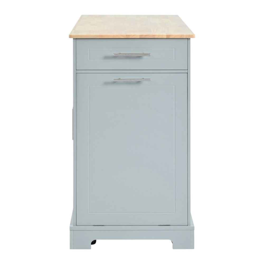 49" Light Blue Wood Rolling Kitchen Island With Storage