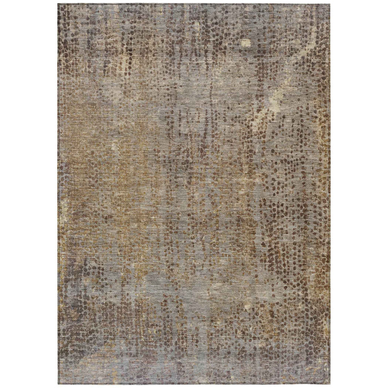 8' X 10' Brown And Ivory Abstract Washable Indoor Outdoor Area Rug