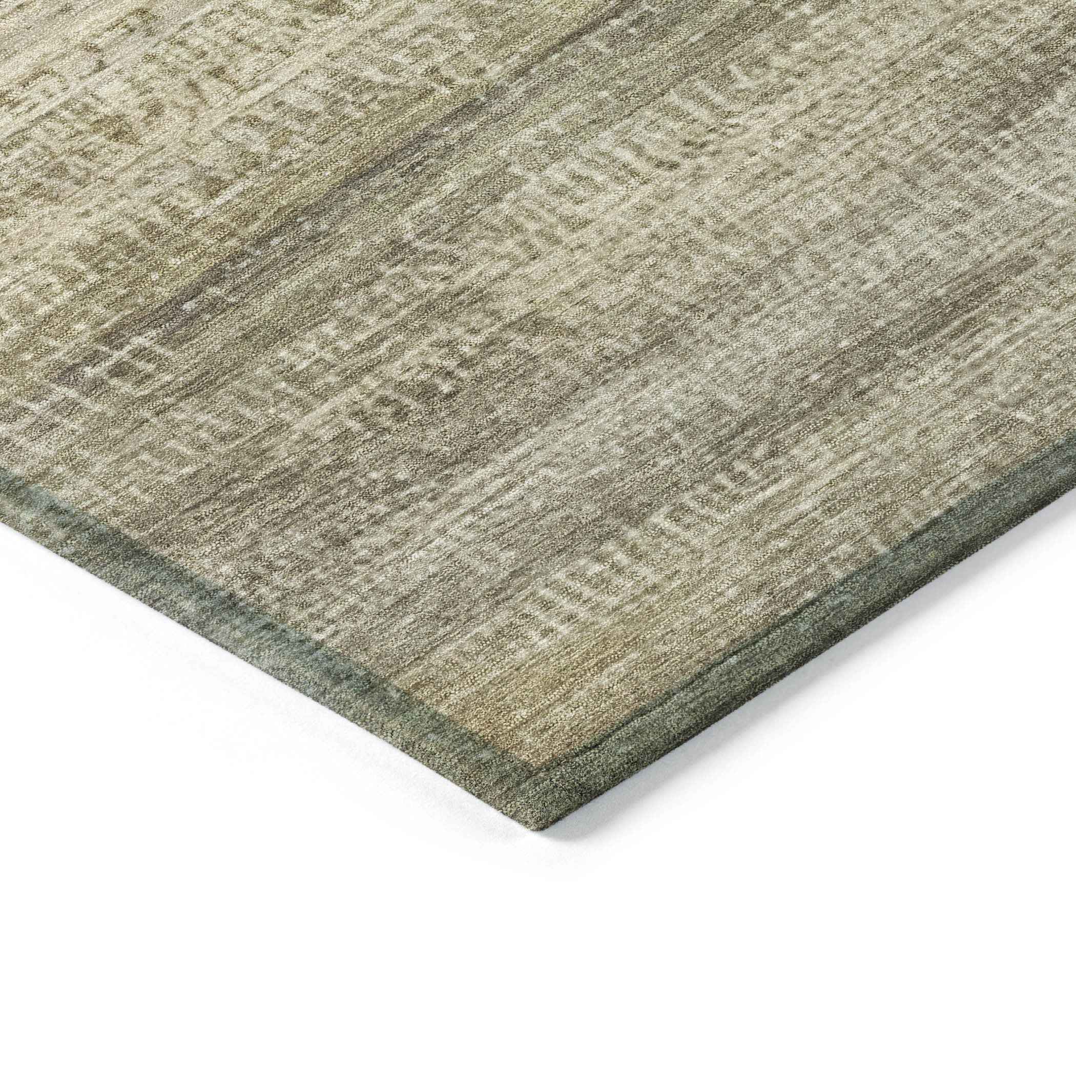 8' Taupe And Beige Round Abstract Washable Indoor Outdoor Area Rug