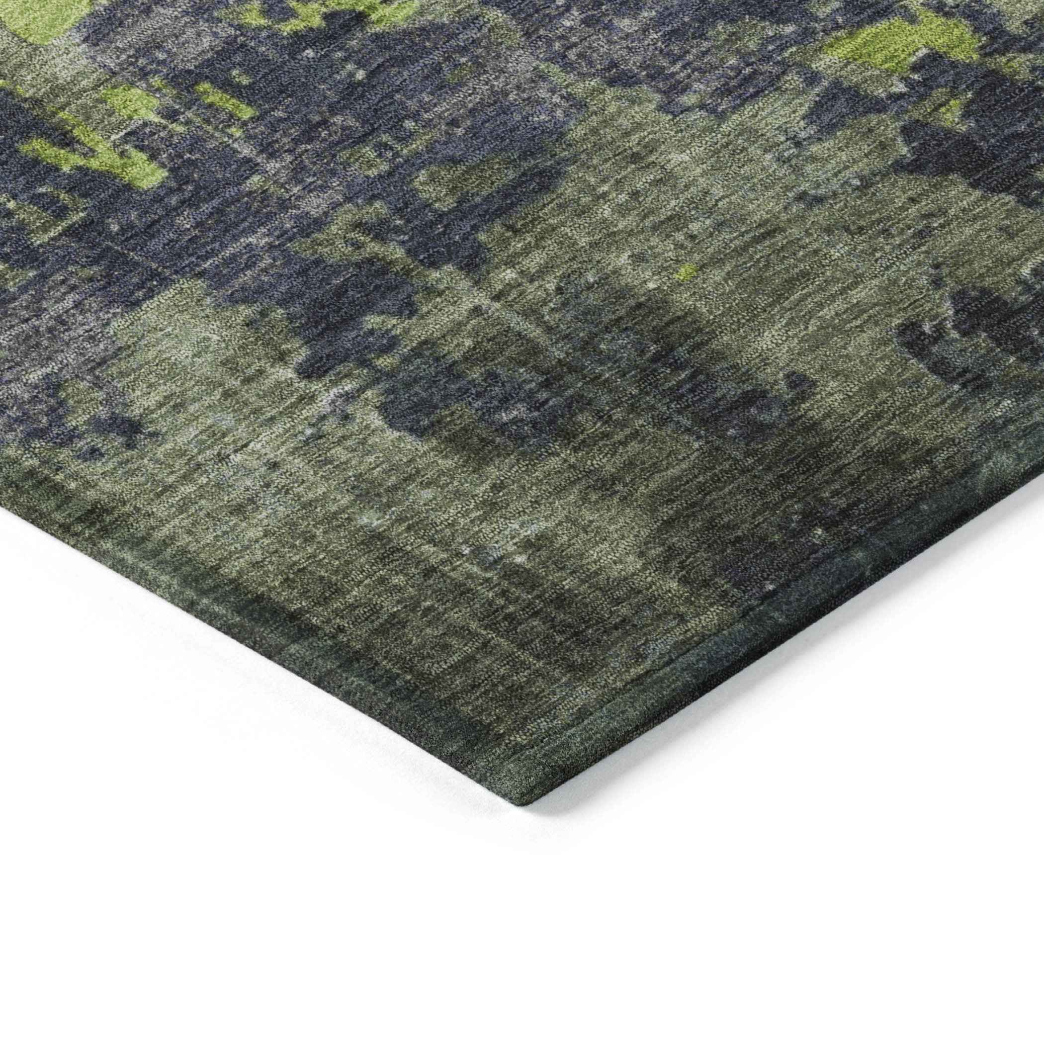 5' X 8' Lime Green Gray And Silver Abstract Washable Indoor Outdoor Area Rug