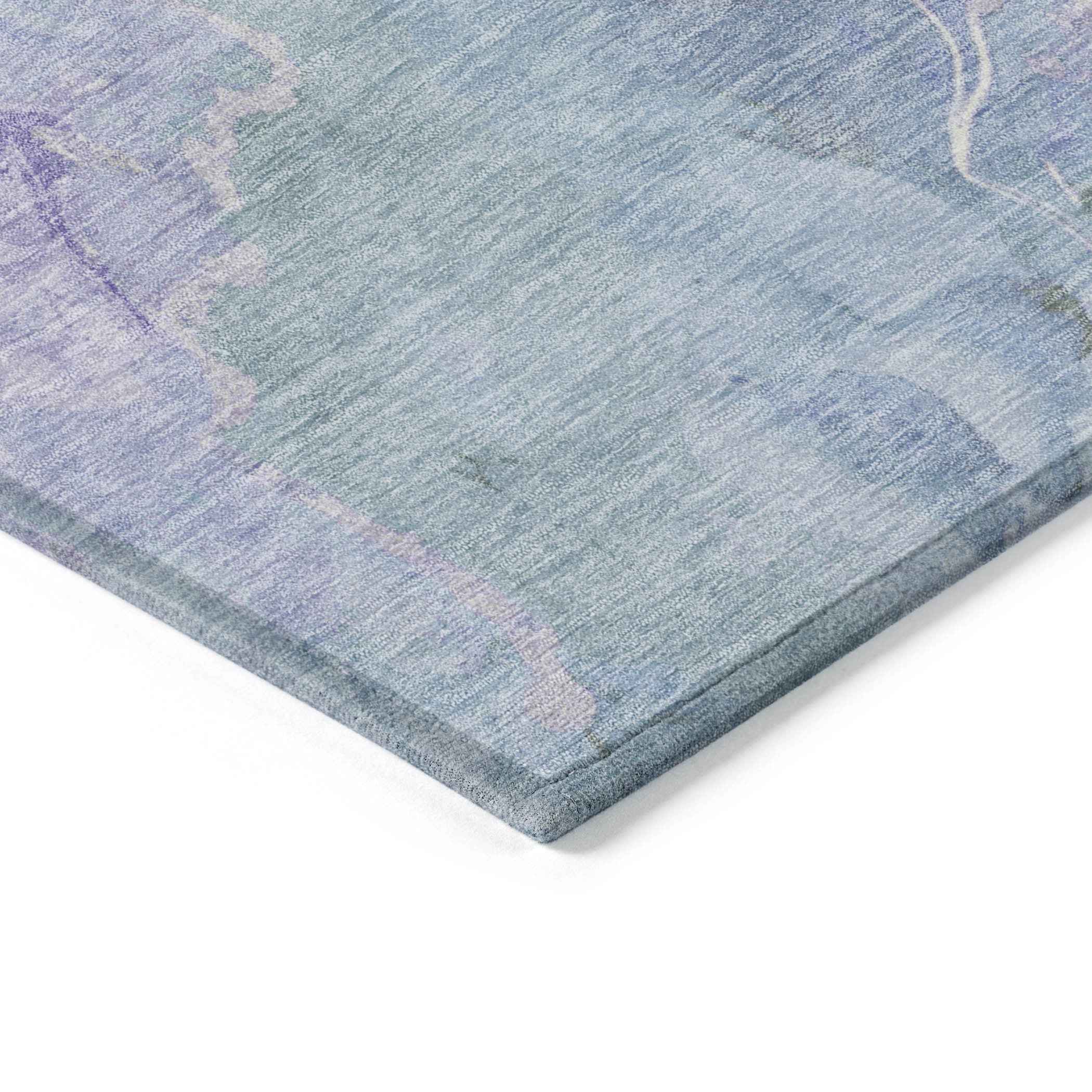 3' X 5' Lavender And Sky Blue Abstract Washable Indoor Outdoor Area Rug