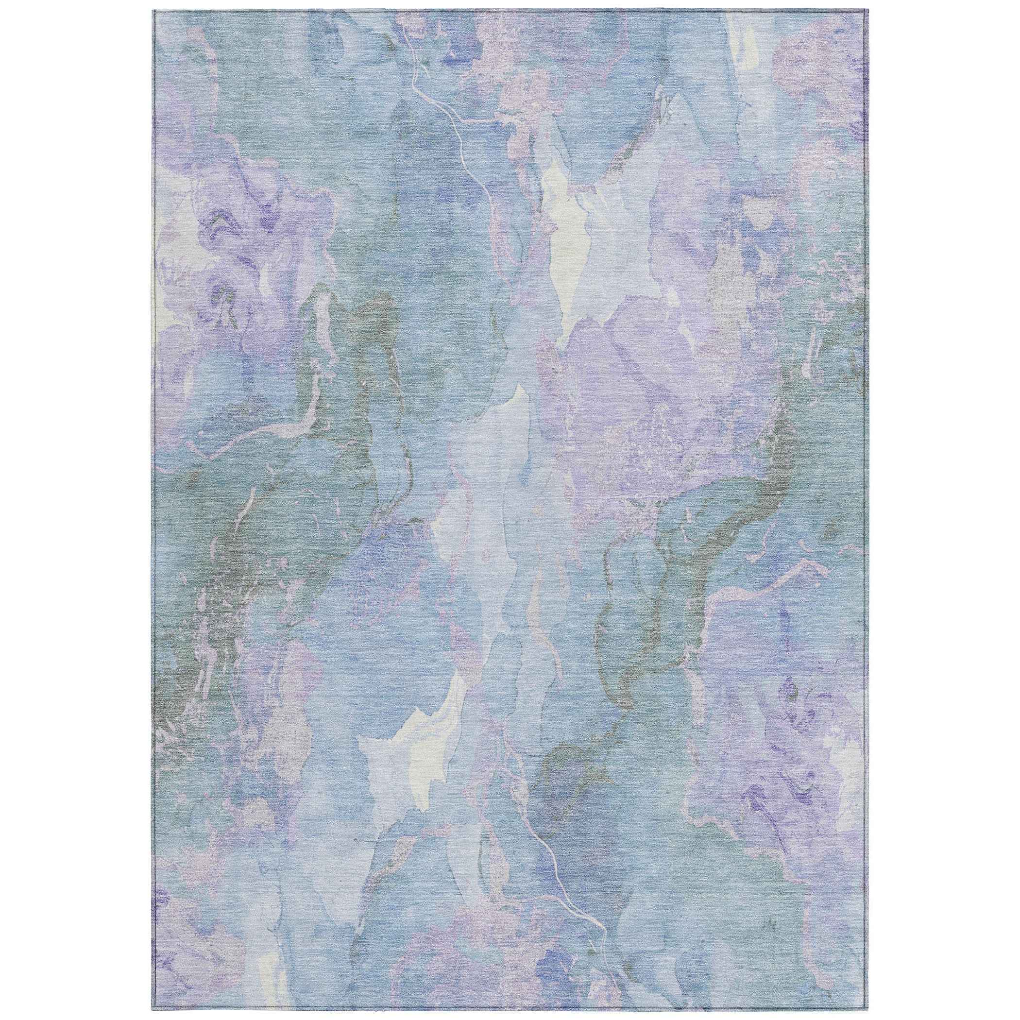 8' X 10' Lavender And Sky Blue Abstract Washable Indoor Outdoor Area Rug