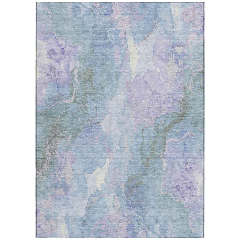 8' X 10' Lavender And Sky Blue Abstract Washable Indoor Outdoor Area Rug