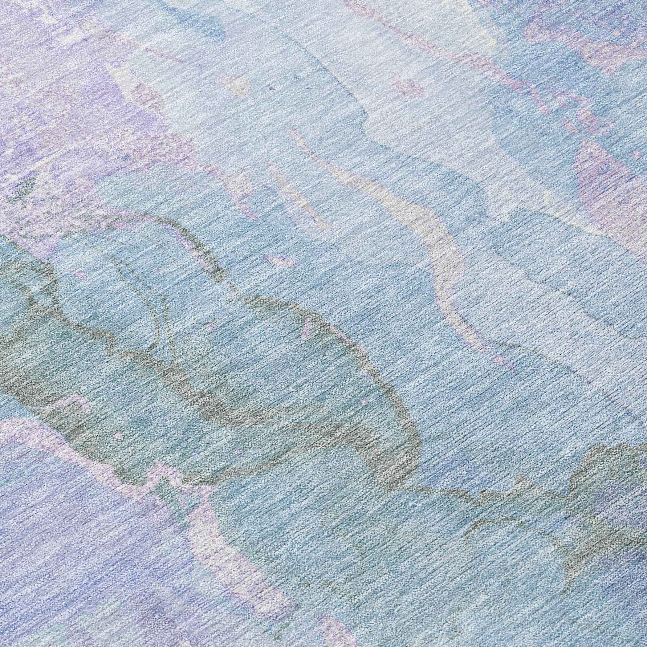 8' X 10' Lavender And Sky Blue Abstract Washable Indoor Outdoor Area Rug