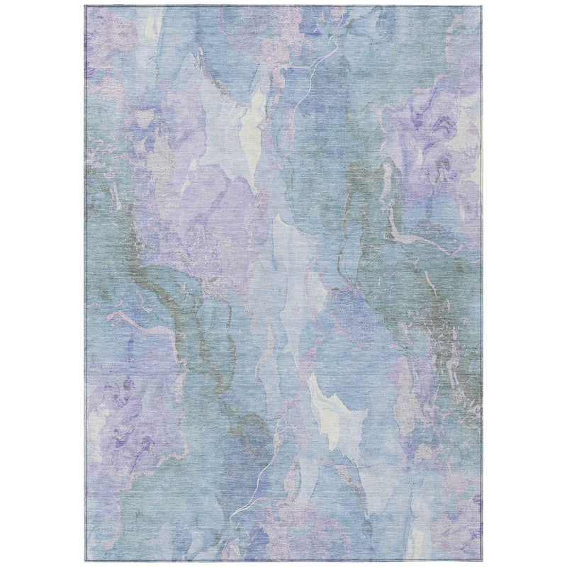 5' X 8' Lavender And Sky Blue Abstract Washable Indoor Outdoor Area Rug