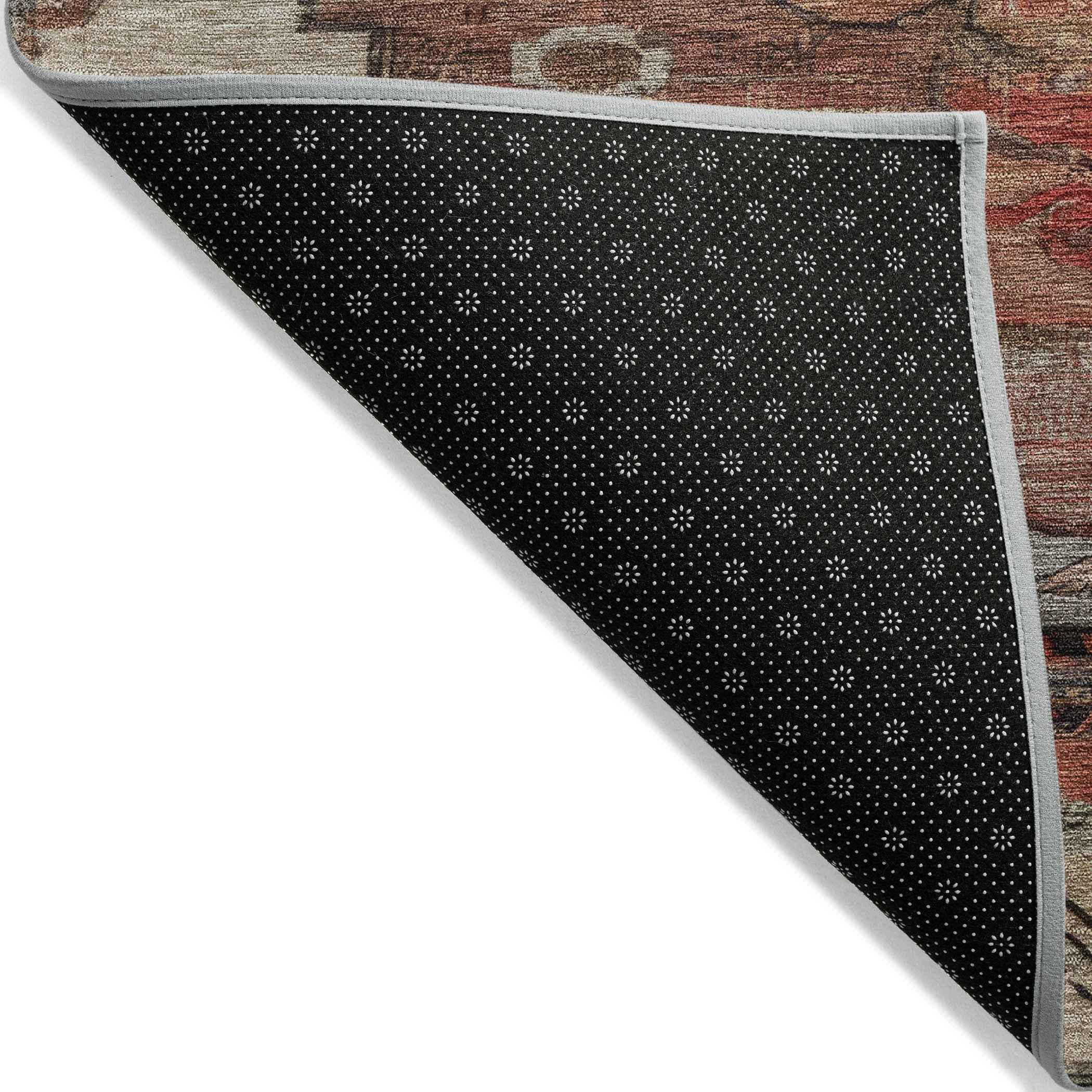 9' X 12' Rust Ivory And Gray Tribal Washable Indoor Outdoor Area Rug