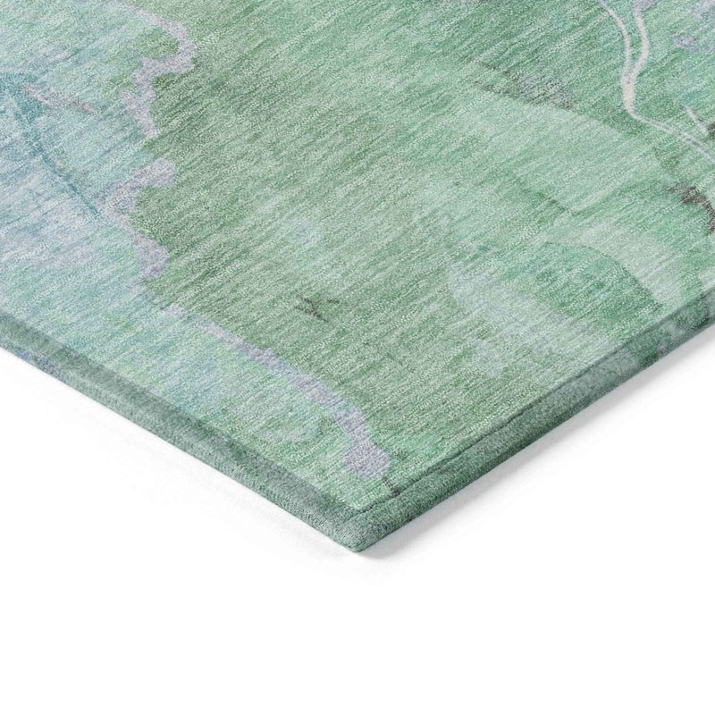 3' X 5' Pale Aqua And Mint Green Abstract Washable Indoor Outdoor Area Rug