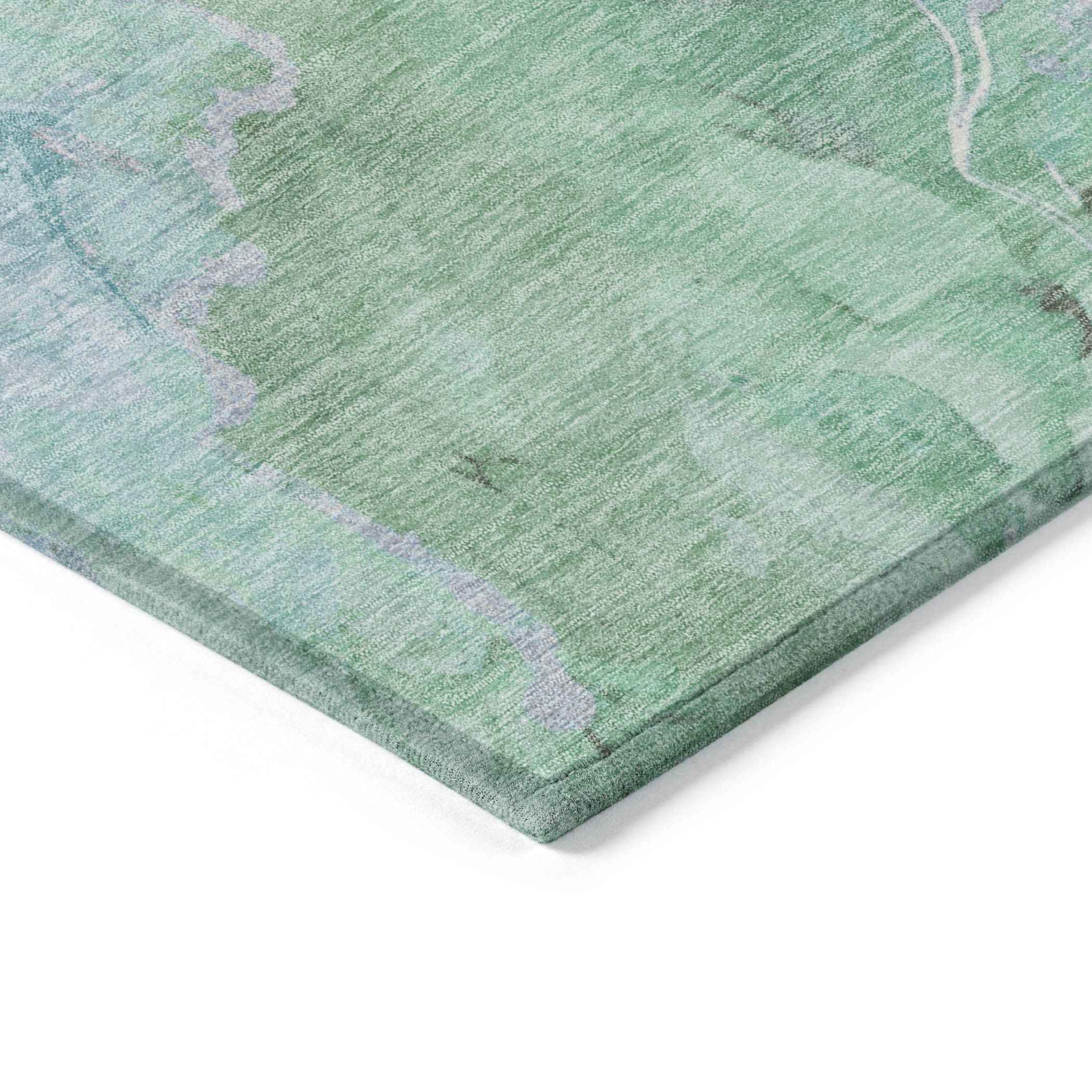 8' X 10' Pale Aqua And Mint Green Abstract Washable Indoor Outdoor Area Rug