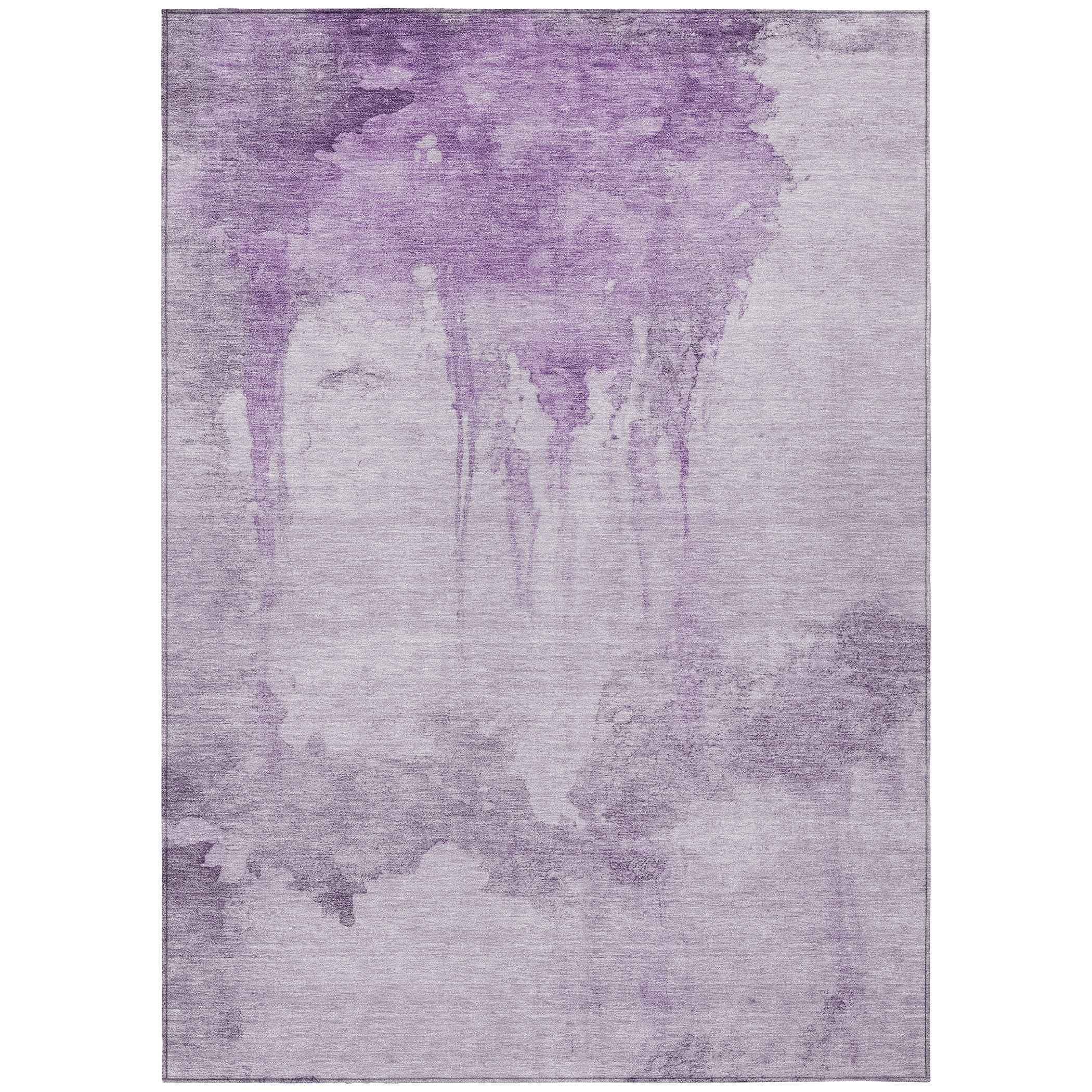8' X 10' Lavender And Lilac Abstract Washable Indoor Outdoor Area Rug