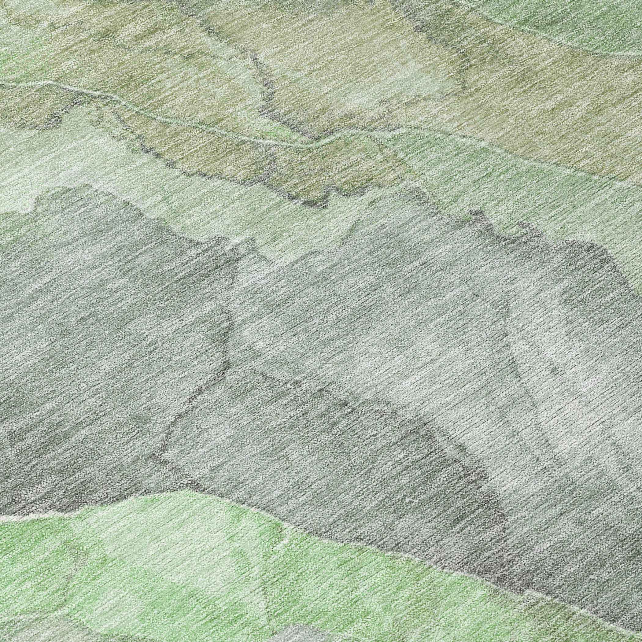 8' Green And Gray Round Floral Washable Indoor Outdoor Area Rug