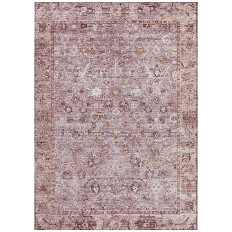 5' X 8' Blush Pink And Ivory Oriental Washable Indoor Outdoor Area Rug