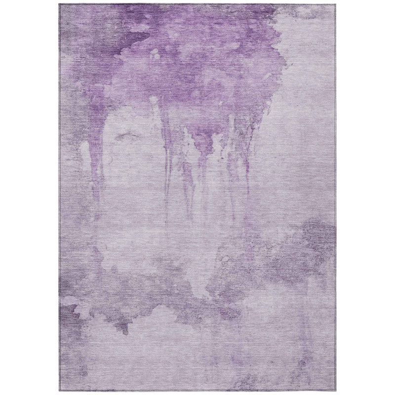 5' X 8' Lavender And Lilac Abstract Washable Indoor Outdoor Area Rug