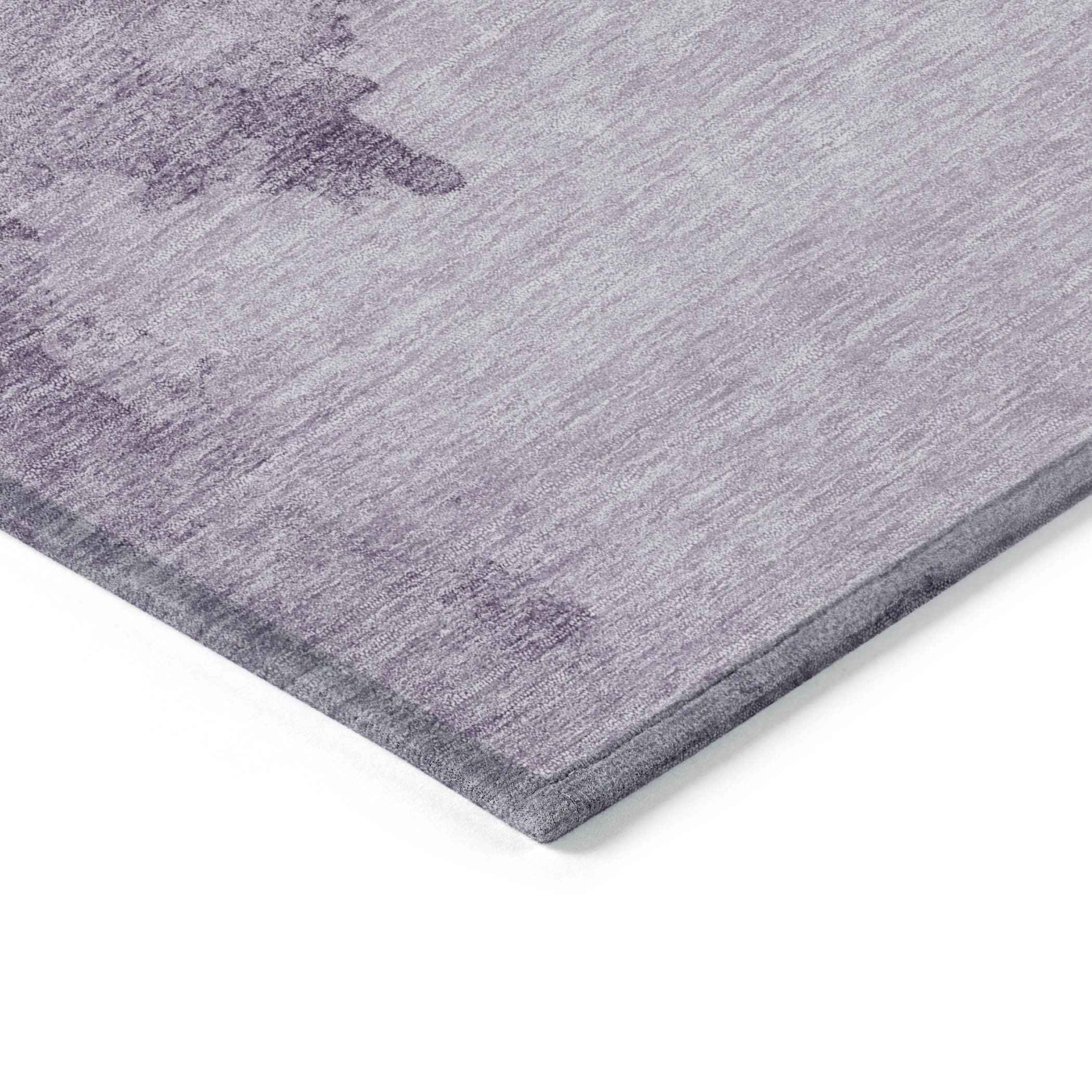 5' X 8' Lavender And Lilac Abstract Washable Indoor Outdoor Area Rug