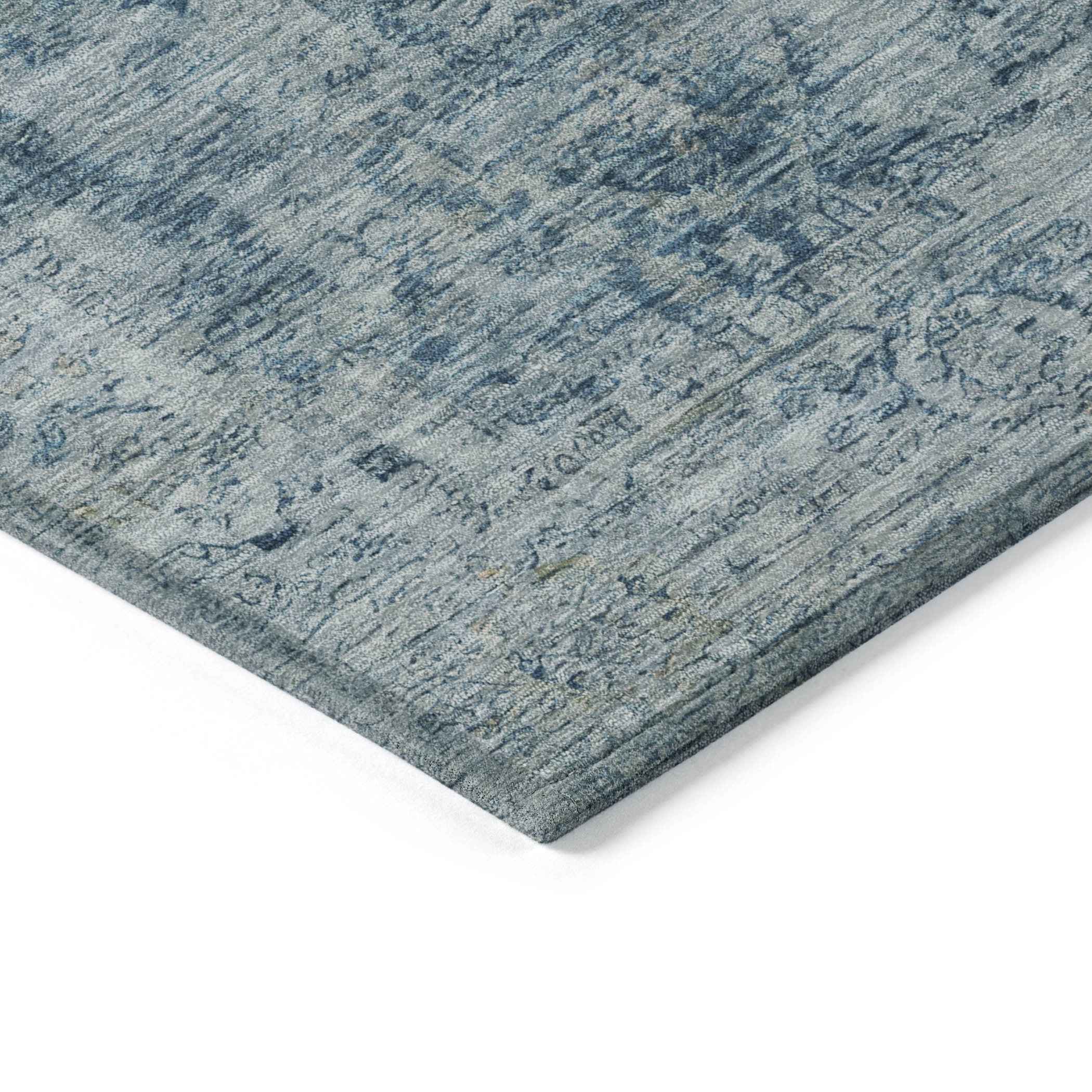 8' X 10' Blue And Gray Abstract Washable Indoor Outdoor Area Rug