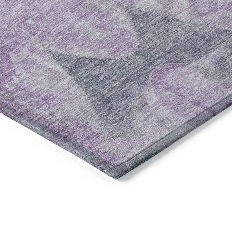 5' X 8' Lavender And Gray Abstract Washable Indoor Outdoor Area Rug