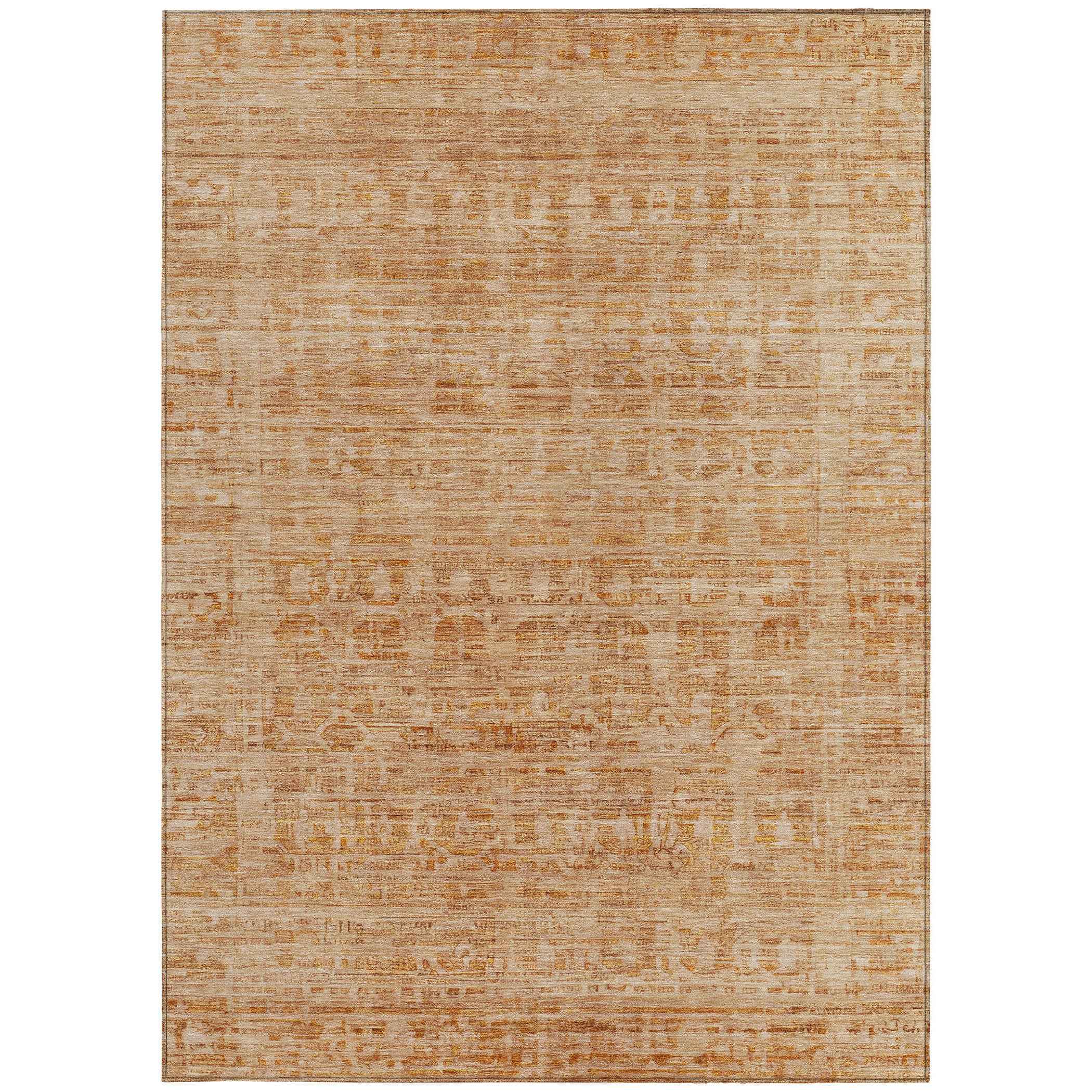 8' X 10' Coral And Peach Abstract Washable Indoor Outdoor Area Rug