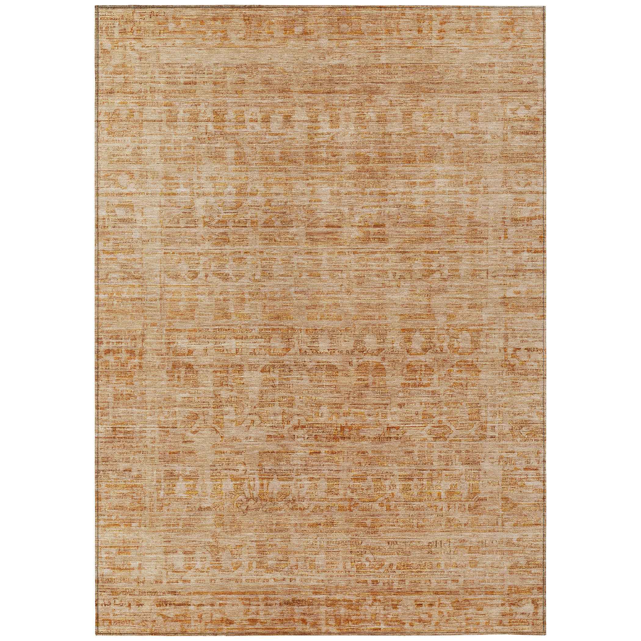 9' X 12' Coral And Peach Abstract Washable Indoor Outdoor Area Rug