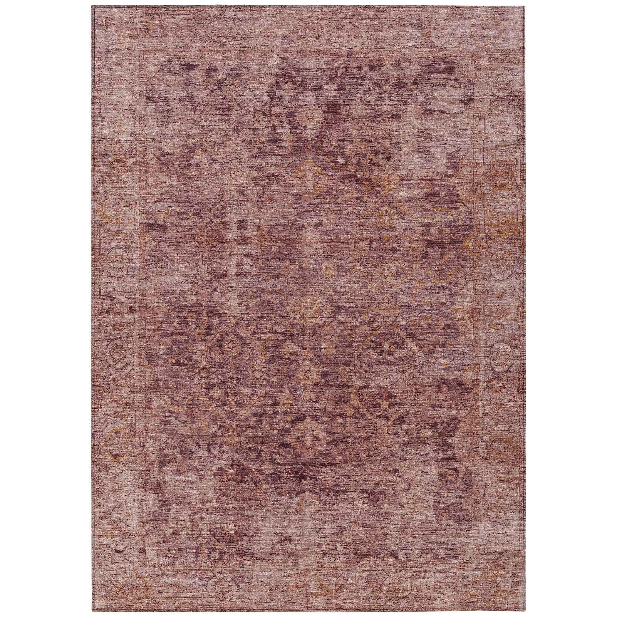 8' X 10' Merlot And Blush Abstract Washable Indoor Outdoor Area Rug