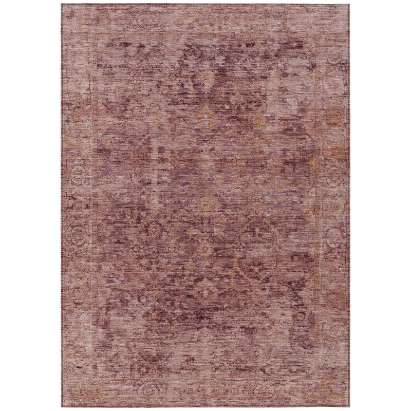 8' X 10' Merlot And Blush Abstract Washable Indoor Outdoor Area Rug
