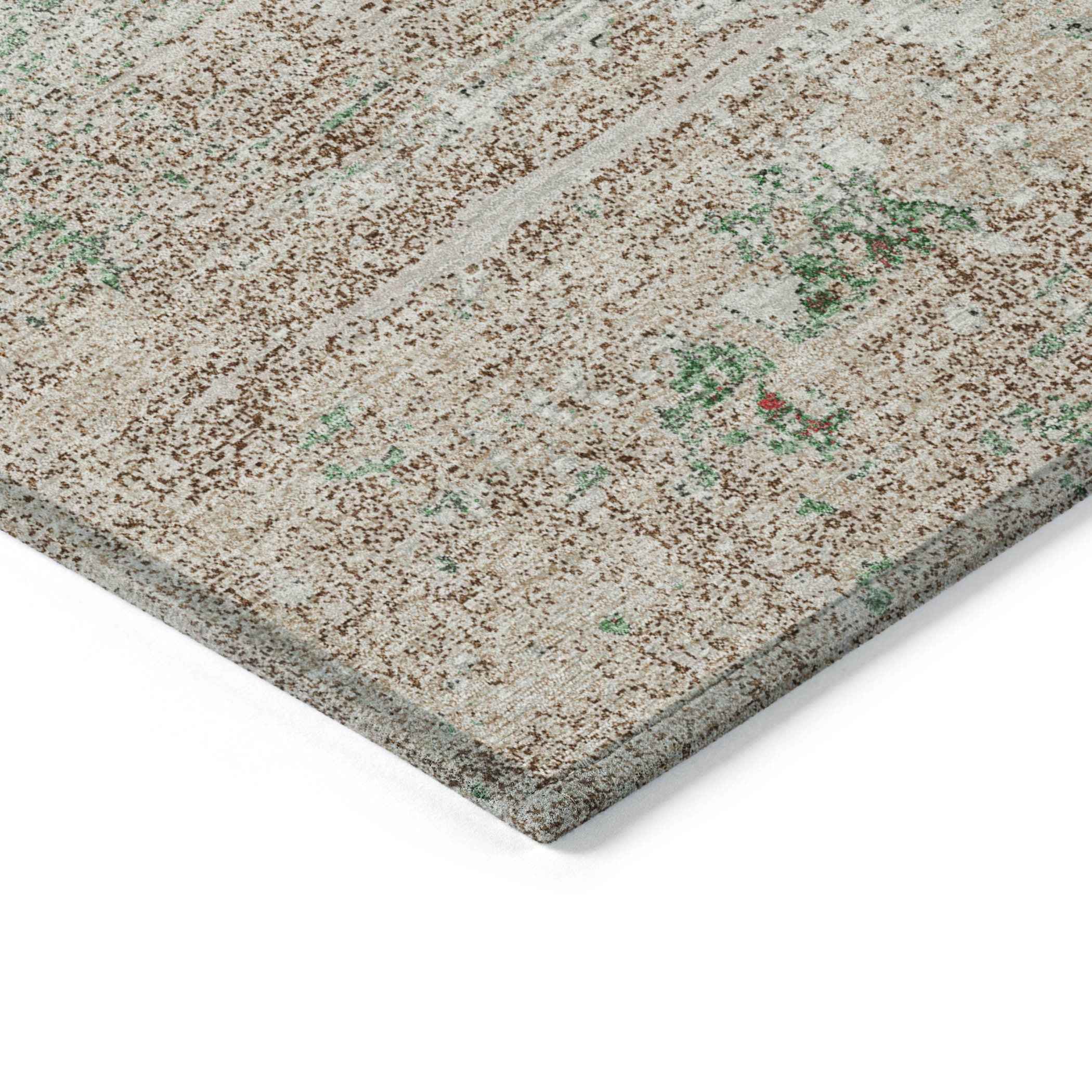 8' X 10' Khaki Beige And Ivory Abstract Washable Indoor Outdoor Area Rug