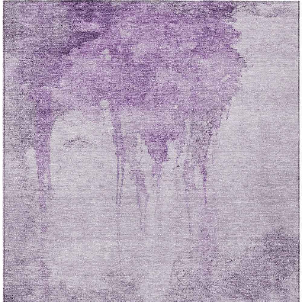 9' X 12' Lavender And Lilac Abstract Washable Indoor Outdoor Area Rug