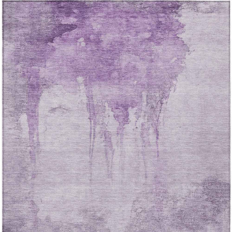 9' X 12' Lavender And Lilac Abstract Washable Indoor Outdoor Area Rug