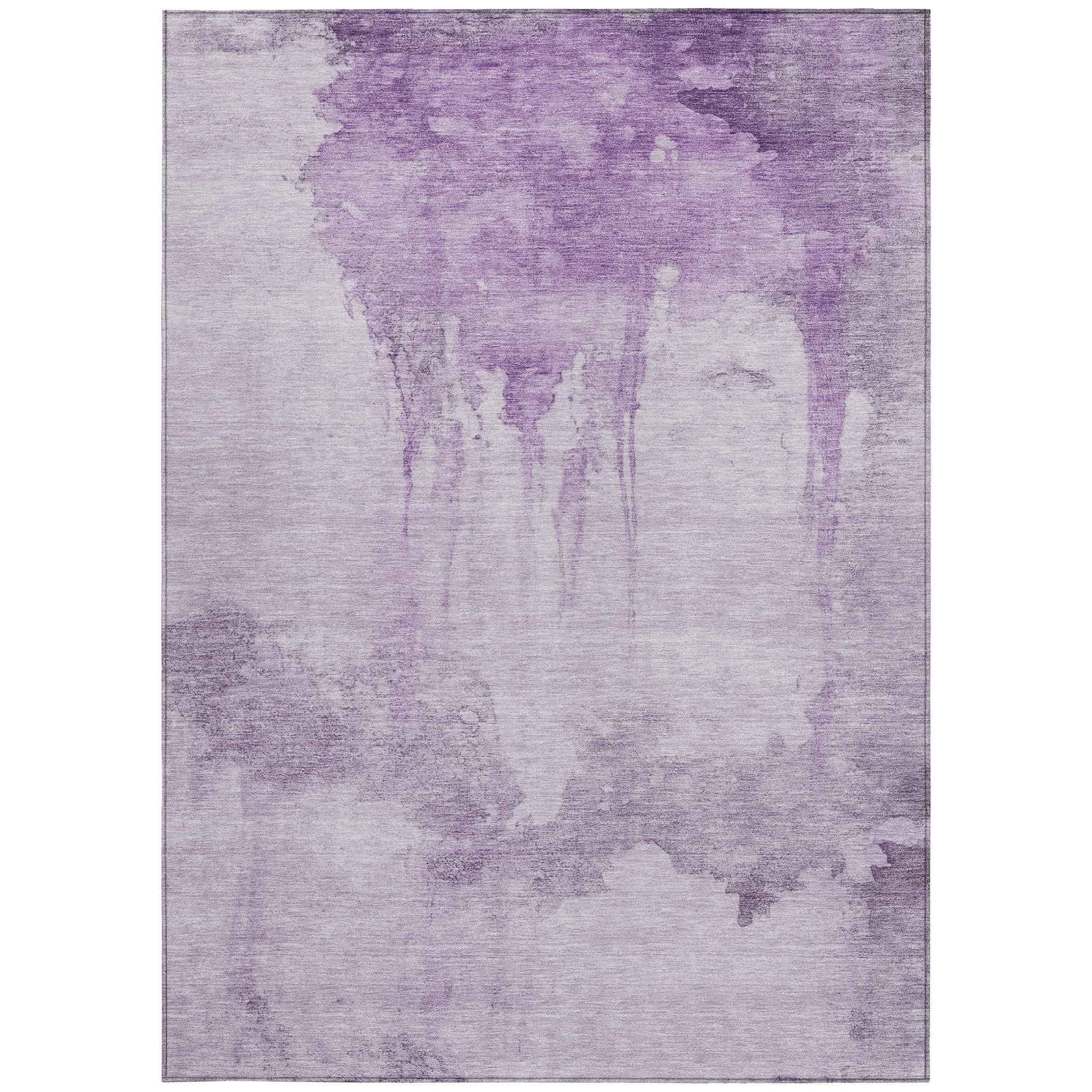 9' X 12' Lavender And Lilac Abstract Washable Indoor Outdoor Area Rug