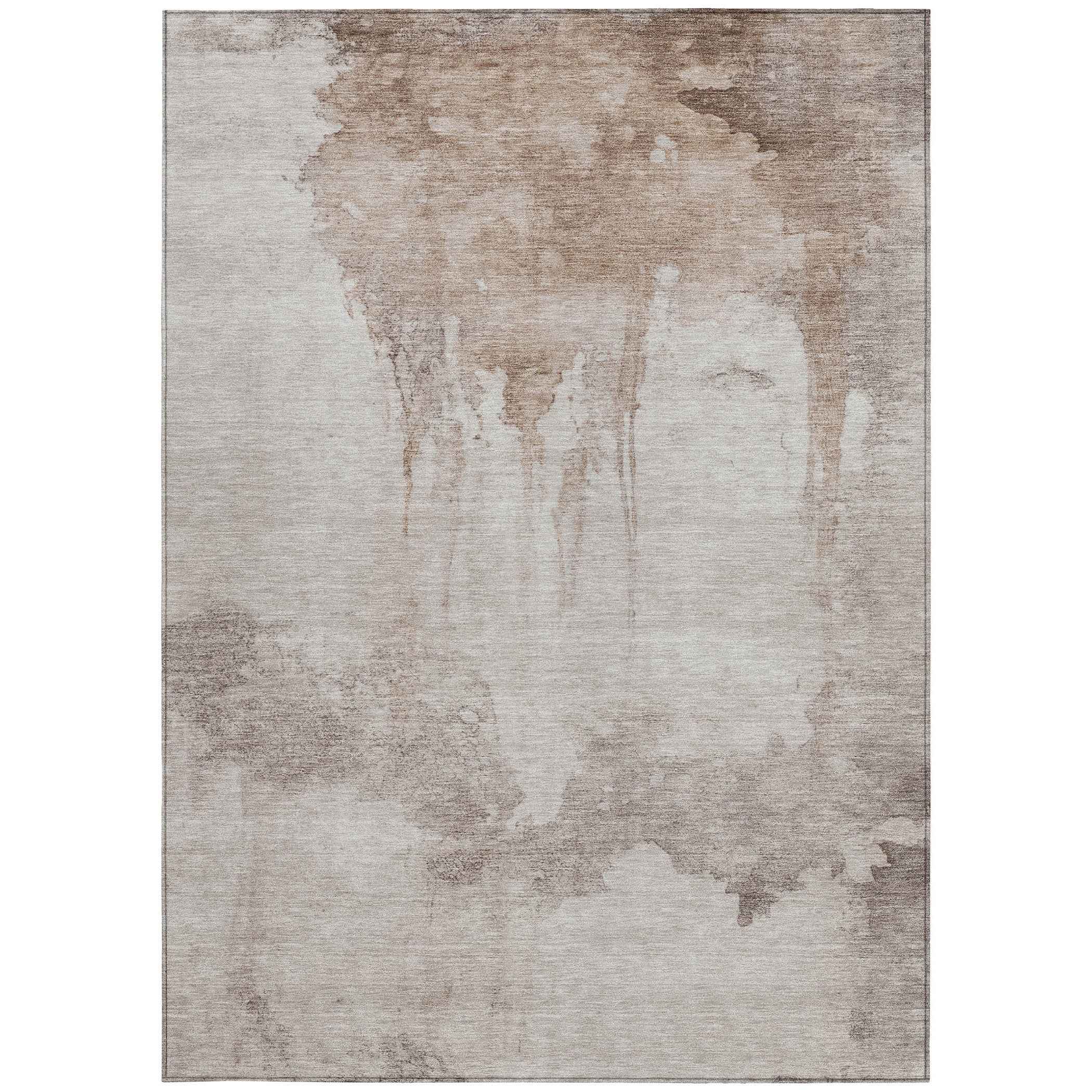 5' X 8' Taupe And Ivory Abstract Washable Indoor Outdoor Area Rug