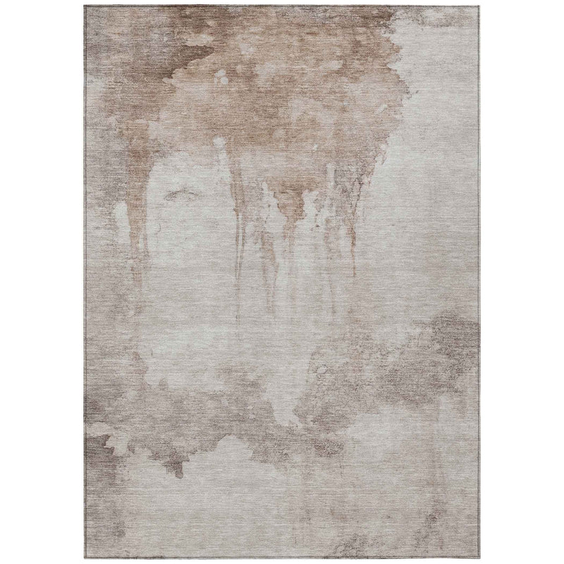 5' X 8' Taupe And Ivory Abstract Washable Indoor Outdoor Area Rug