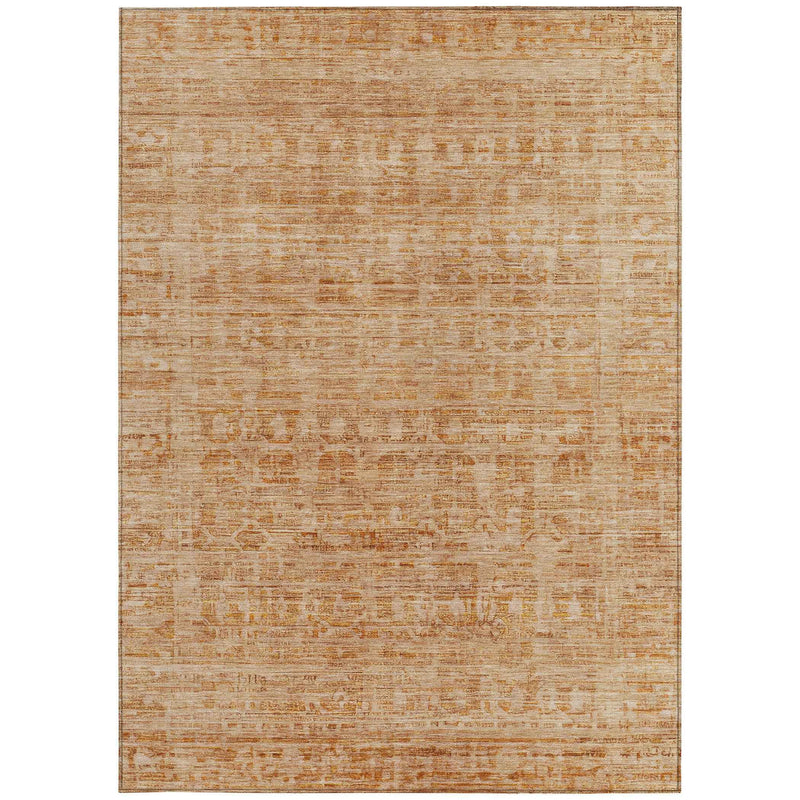 3' X 5' Coral And Peach Abstract Washable Indoor Outdoor Area Rug