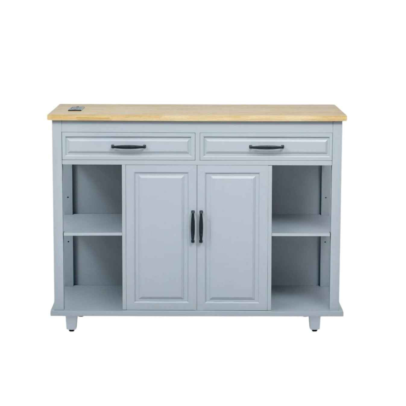 47" Light Blue Wood Rolling Kitchen Island With Storage