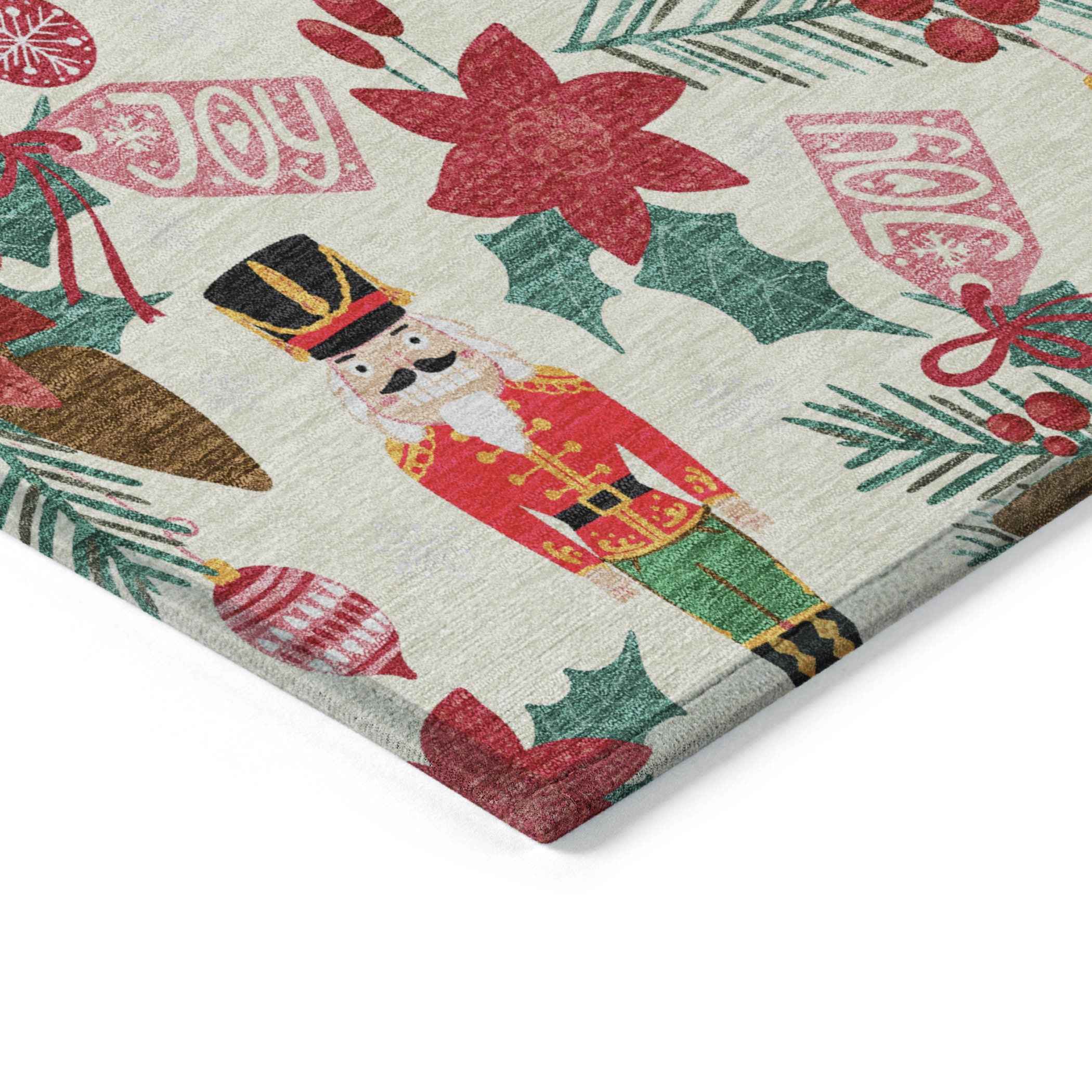 3' X 5' Ivory Red Black Pink And Brown Floral Washable Indoor Outdoor Area Rug