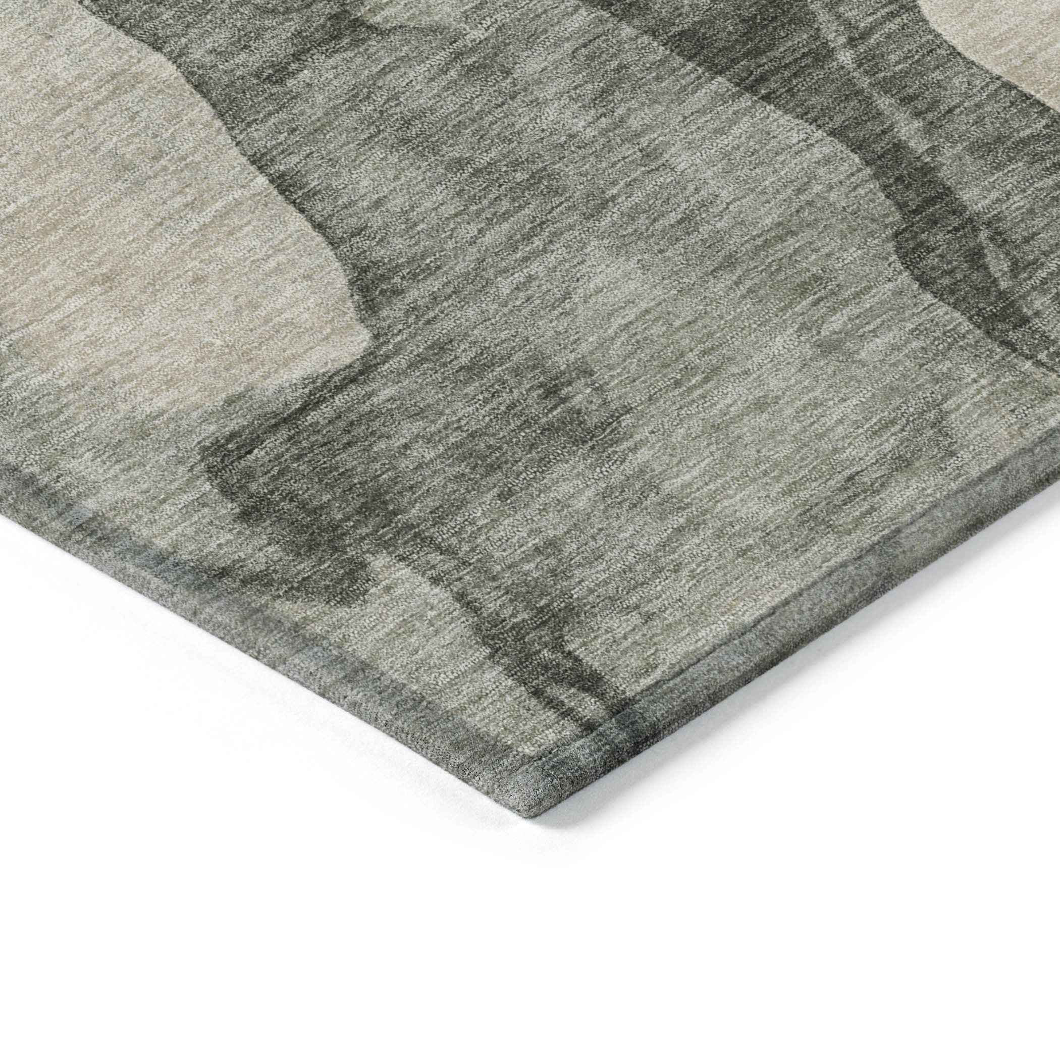 3' X 5' Orange And Gray Abstract Washable Indoor Outdoor Area Rug