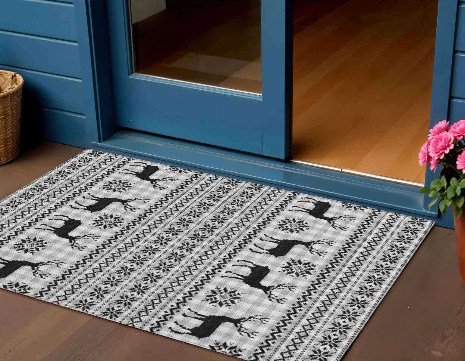 3' X 5' Silver Black And Ivory Animal Print Washable Indoor Outdoor Area Rug