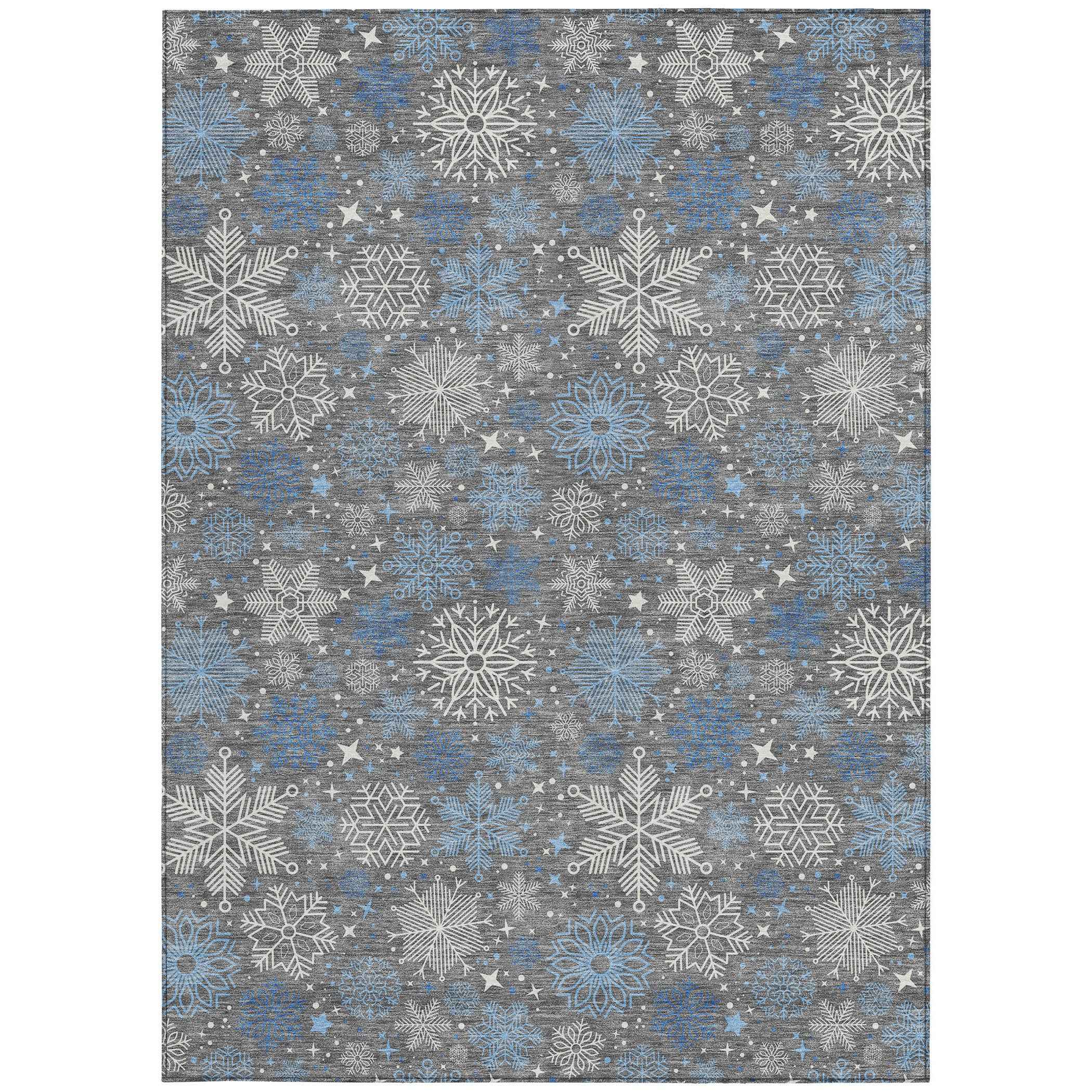 9' X 12' Gray Blue And Ivory Medallion Washable Indoor Outdoor Area Rug