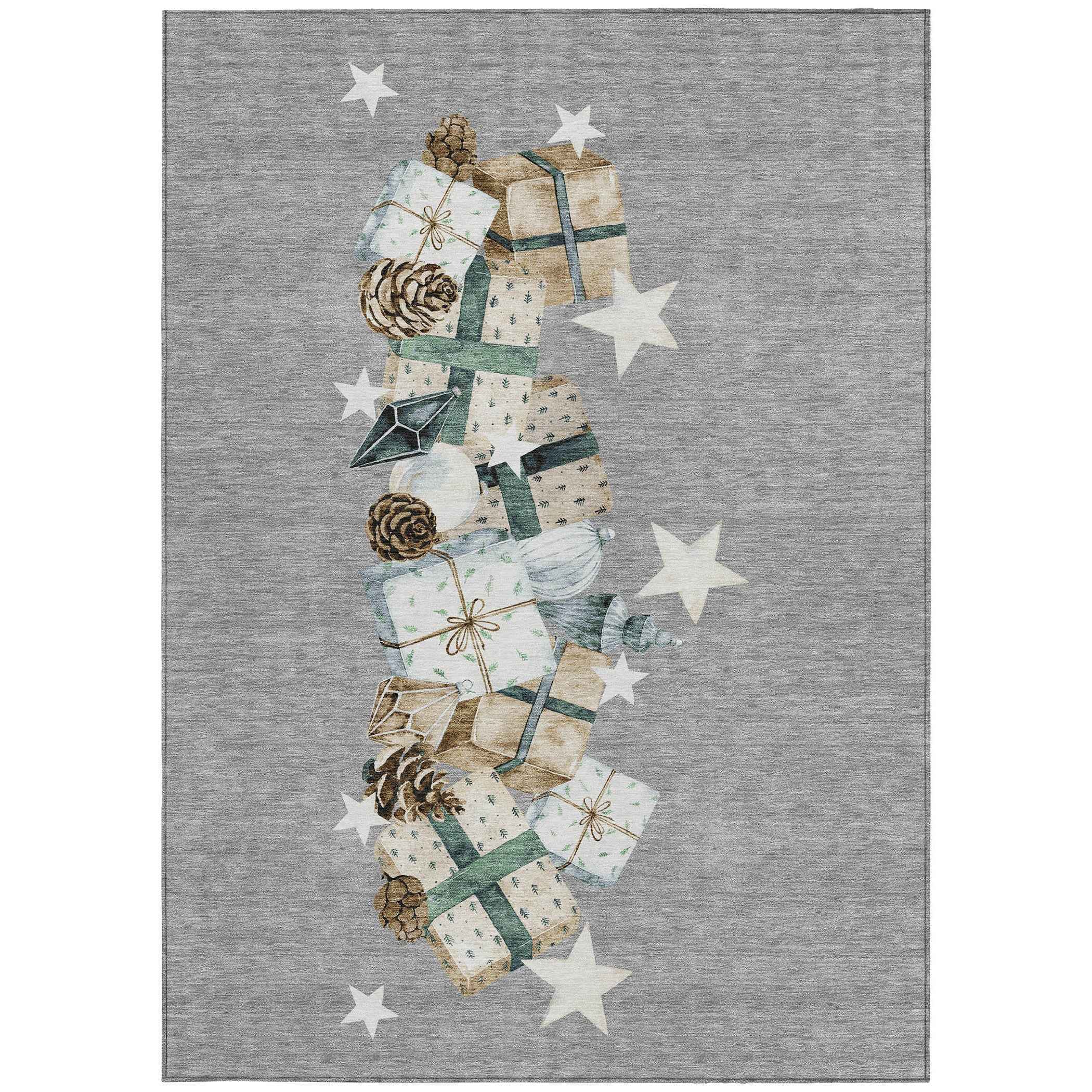 8' X 10' Gray Beige Ivory And Taupe Geometric Washable Indoor Outdoor Area Rug