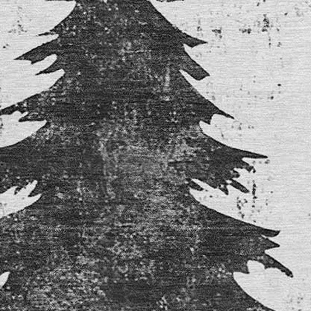 8' Gray And Silver Round Botanical Leaves Washable Indoor Outdoor Area Rug