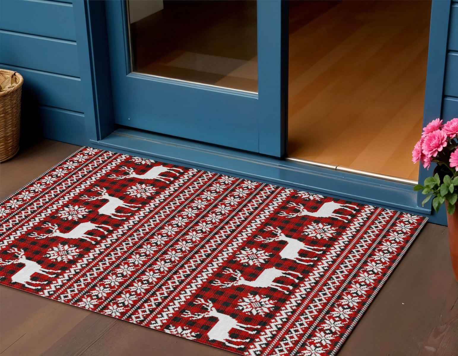 3' X 5' Red Black And Ivory Animal Print Washable Indoor Outdoor Area Rug