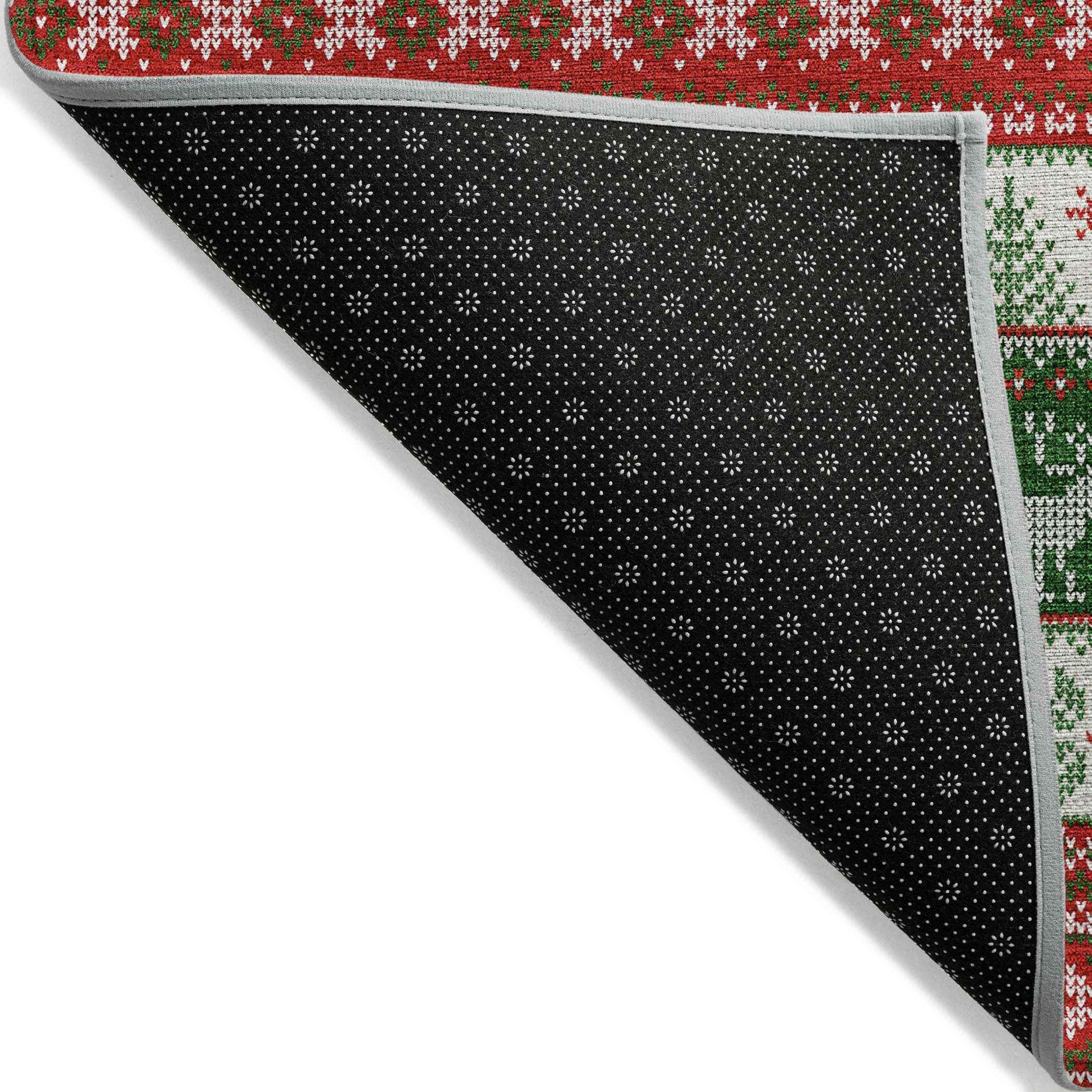 5' X 8' Red Green And Ivory Animal Print Washable Indoor Outdoor Area Rug